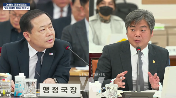 행정사무감사에서 발언하는 박원종 도의원