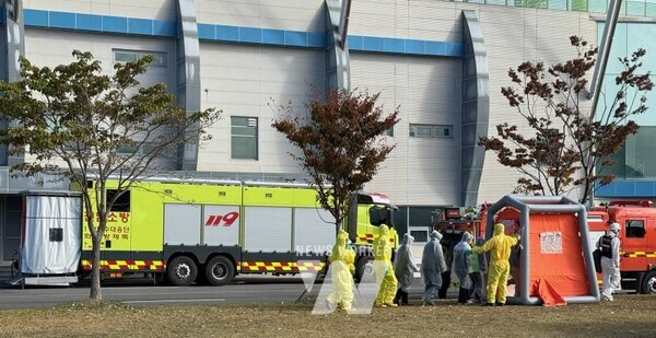 인체제독 및 응급진료소 운영 현장 훈련 모습.(사진 제공-나주시)