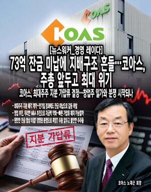 [경영 레이다] 73억 잔금 미납에 지배구조 흔들...코아스, 주총 앞두고 최... - 뉴스 썸네일 이미지